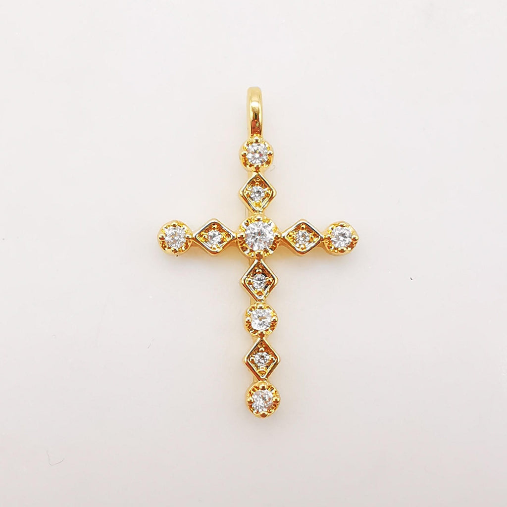 Cross Charms, CZ Pave Cross Pendant, Multiple Cross Styles, 18K Gold Plated Brass, Necklace Making Charms, Jewelry Findings S949