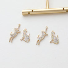 Load image into Gallery viewer, Dainty Cute Kitty Charm, CZ Pave Cat Pendant, 18K Gold Plated, Necklace Pendant Findings GZ410