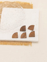 Load image into Gallery viewer, 4PCS  Wood Earrings,  FanShaped Wooden Earrings for women,Reclaimed Walnut Wood, Nickel Free, Geometric Statement Earrings Finding  JT925