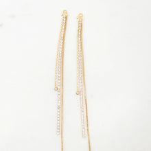 Load image into Gallery viewer, Gold Chain Tassel Pendant, Rhinestone Chain Charm, Cubic Zirconia, 18K Gold Plated Earring Chain Pendant, Earring Findings ZX087