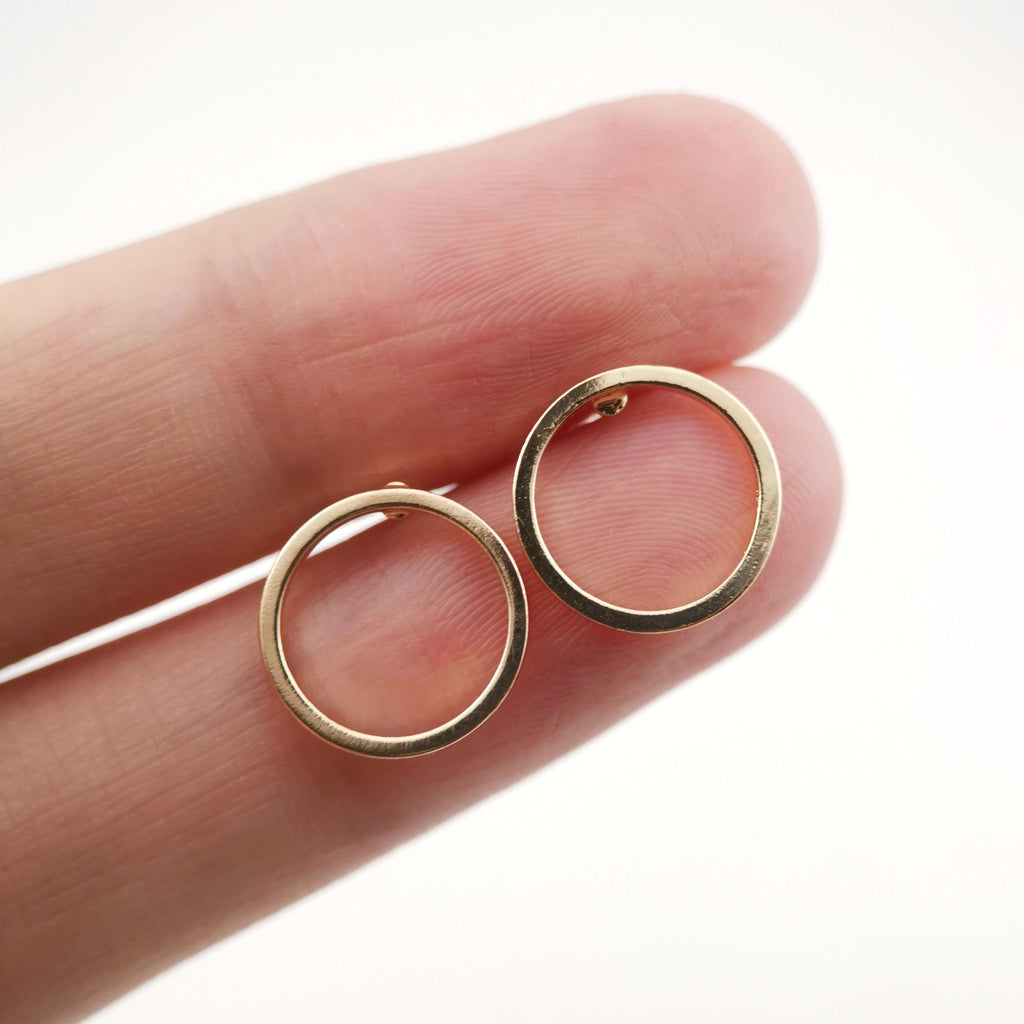 4pcs 14K Gold Round Post With Loop, Openwork Round Stud Earring Nickel Free, 10mm, 12mm, Hypoallergenic Earring Findings Z076