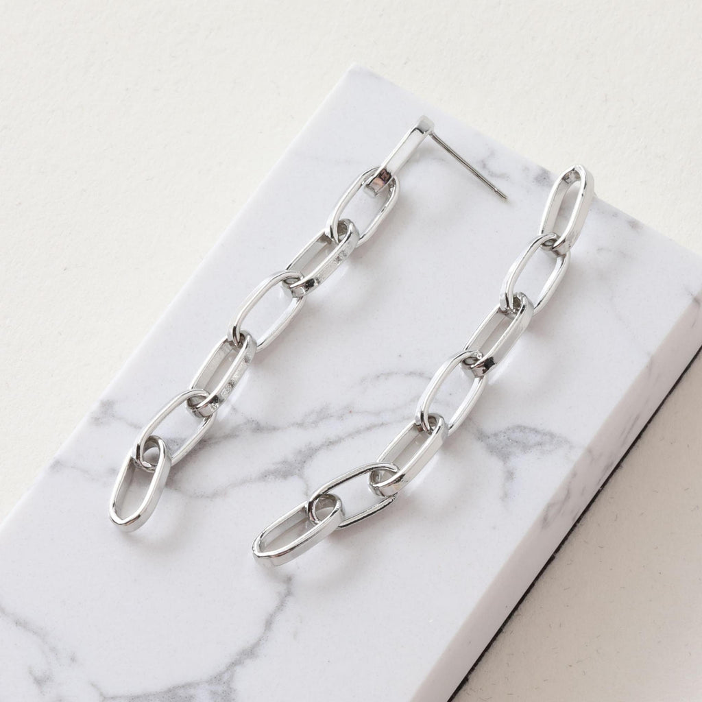 Gold Link Chain Earring Post, Curb Chain Stud Earring Nickel Free, S925 Silver Ear Pin, Hypoallergenic Earring Findings G0021