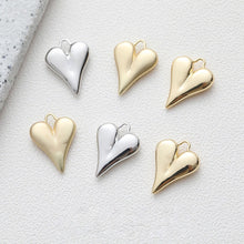 Load image into Gallery viewer, Gold Heart Charms, 18K Gold, Matte Gold, Silver Plated, Love Pendant, Necklace Making Pendants, Jewelry Findings GZ211