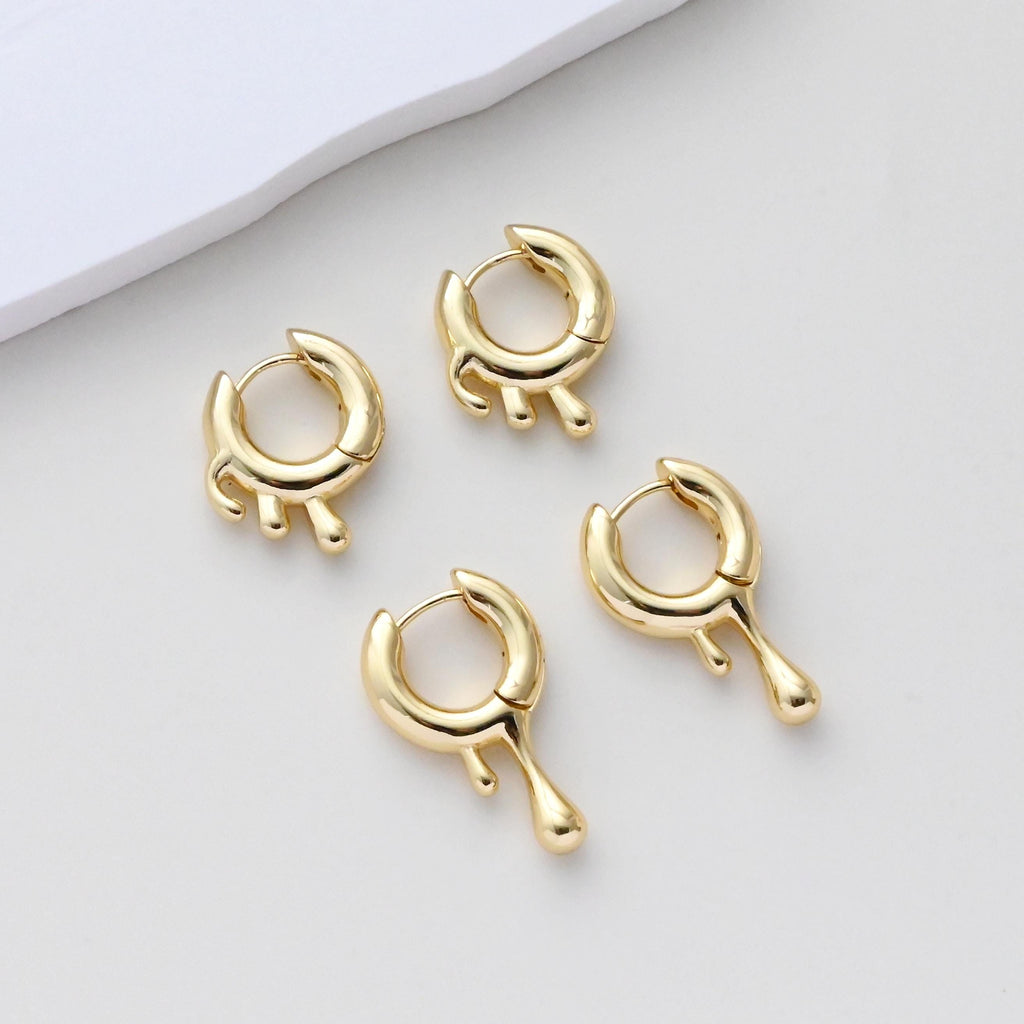 Aros redondos de lava, aros Huggie chapados en oro, cierre de palanca, accesorios para pendientes DIY, materiales para pendientes hechos a mano S1402