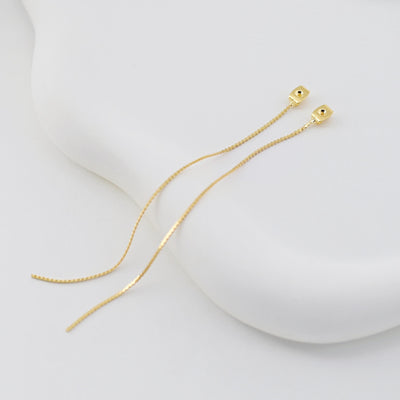 10pcs 18k Real Gold Plated Earring Back with Chain Tassels, Hypoallergenic Earring Backs for Studs, Jewelry making Findings ZX363