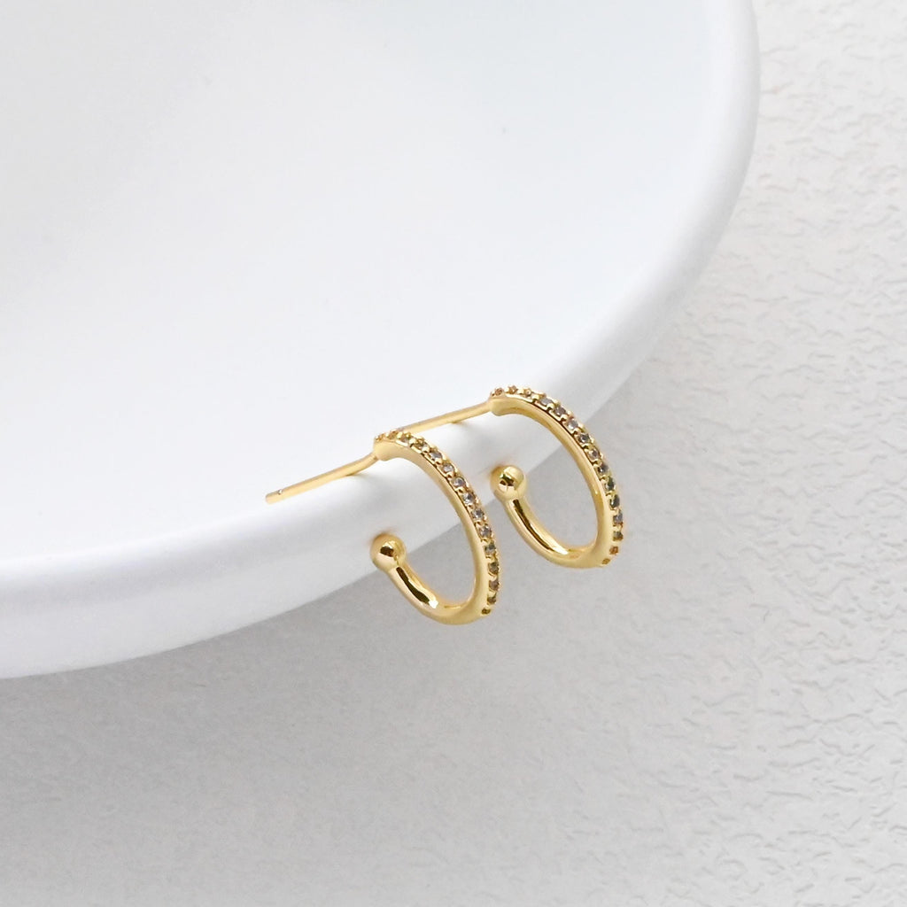 18K Gold Plated Ear Wires, Cubic Pave Earring Hooks, Nickel Free, Fish Hooks, Ear Wires for Jewelry Making D0372