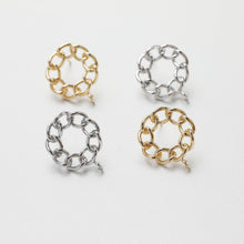 Load image into Gallery viewer, Round Chain Post With Loop, 14k Gold/Silver Chain Round Stud Earring Nickel Free, S925 Ear Pin Hypoallergenic Earring Findings GE113