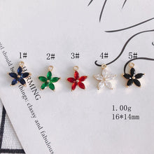 Cargar imagen en el visor de la galería, 4 colgantes de flor con circonita cúbica, chapados en oro auténtico, accesorios de joyería MY077-F018