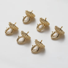 Load image into Gallery viewer, Beads Caps with Clasps, Peg Bail Caps, 18K Gold Plated, With Loop, 9.4*12.2mm, Pearl Bead Caps, Jewelry Making GE114