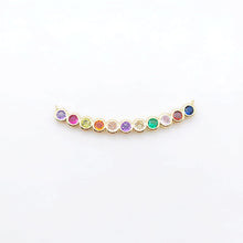 Load image into Gallery viewer, Rainbow Cubic Tennis Connector, 4mm CZ, 18K Gold Plated CZ Pave Tennis Pendant, Bracelet Making Charm, Jewelry Findings S20537