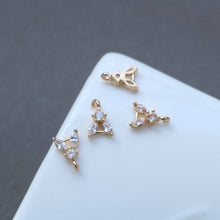 Load image into Gallery viewer, CZ Multishape Connector, Cubic Zircon Crystal Pendant, CZ Earring Charms,  Real Gold Plated Brass Earring Charms, Jewelry Finding HL009-F115