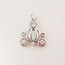 Load image into Gallery viewer, Pumpkin Carriage Charms, 18K Gold Plated CZ Pave Charms, Crystal Pave Pendant, Cinderella&#39;s Carriage Pendant, Jewelry Findings S20280