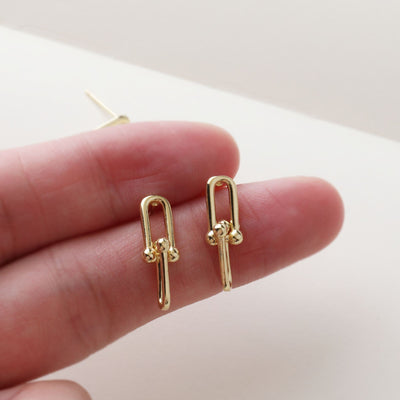 Gold Link Chain Earring Post, Chain Stud Earring Nickel Free, 14K Gold/Silver, S925 Silver Ear Pin, Hypoallergenic Earring Findings BB095