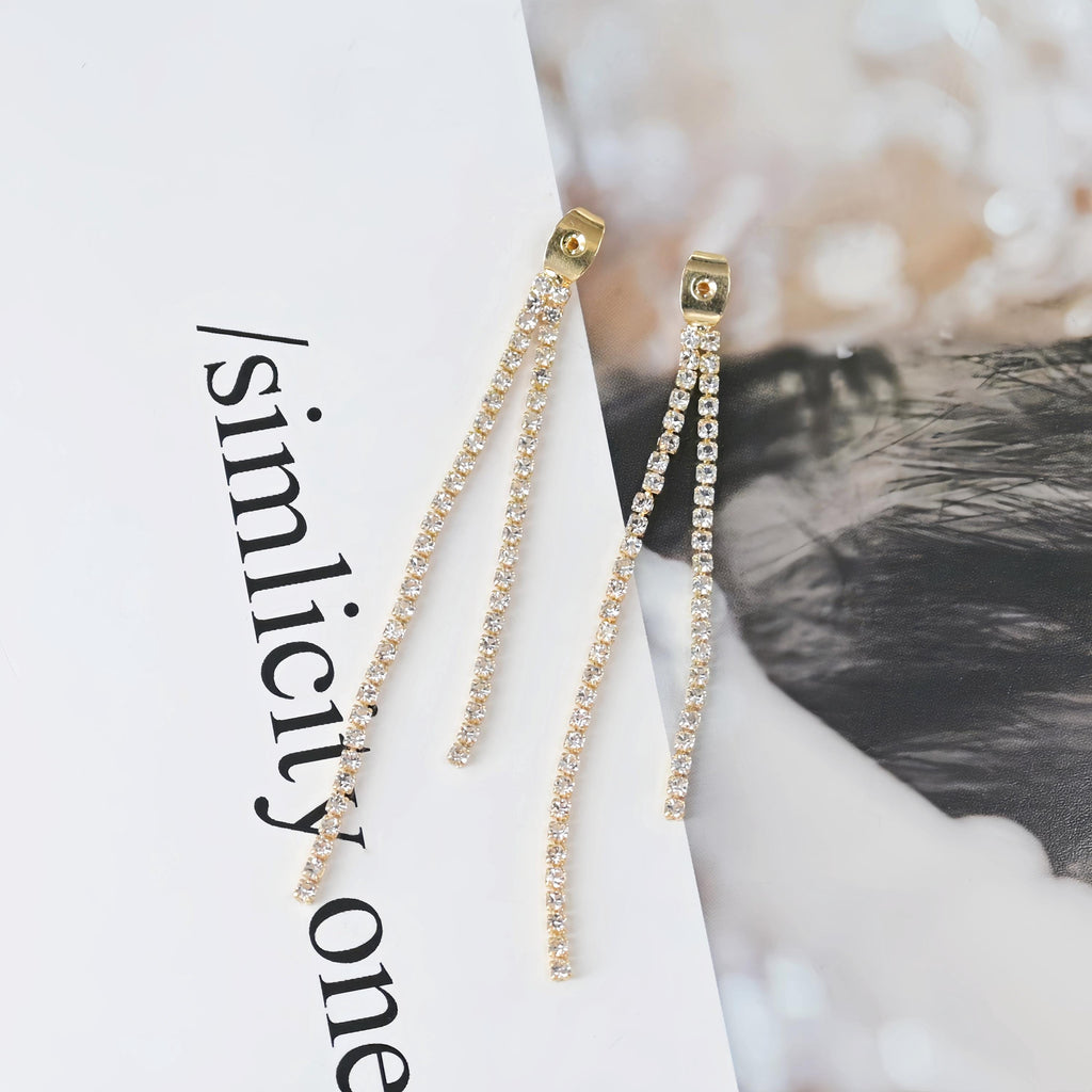 18k Real Gold Plated Earring Back with CZ Pave Tassels, Hypoallergenic Earring Backs for Studs, Jewelry making Findings ZX361