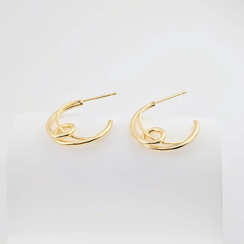 Moon Ear Post, Knot Earring Post, C Shape Ear Post, Nickel Free Earrings, Gold Ear Stud, Hypoallergenic Earring Findings ZX292