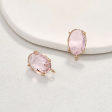 Cargar imagen en el visor de la galería, Poste para aretes ovalado con aro, aretes de plata S925 sin níquel, aretes con gemas de cristal, accesorios hipoalergénicos LL149