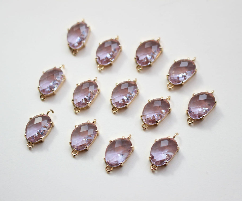 10pcs Irregular Shape Crystal Connector, Glass Connector, Glass Pendant, 18K Gold Plated, Jewelry Findings GZ425-F273