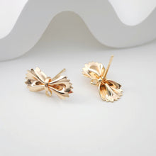 Load image into Gallery viewer, 4pcs Gold Bow Earring Post With Loop, S925 Silver Ear Pin Nickel Free Earrings, Bowtie Ear Stud Loop, Hypoallergenic Earring Findings ZX194