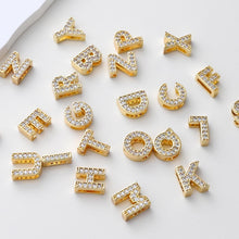 Load image into Gallery viewer, 18K Gold Alphabet Letter Beads, CZ Initial Beads, Letter Charms, Double-sided hollowing, Letter Inital beads, For Necklace Bracelet  S1396