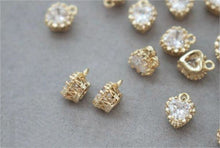 Load image into Gallery viewer, Heart Charms, Drop, Triangles Crystal Cubic Pave Pendant, 14K Gold Plated, Bracelet Necklace Making Pendants, Jewelry Findings GZ427