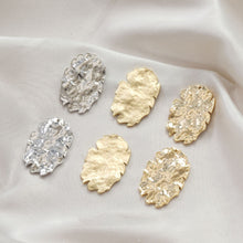 Load image into Gallery viewer, Irregular Hammered Oval Shape Pendant, Gold, Matte Gold, Silver Charm, Jewelry Making Findings JG020