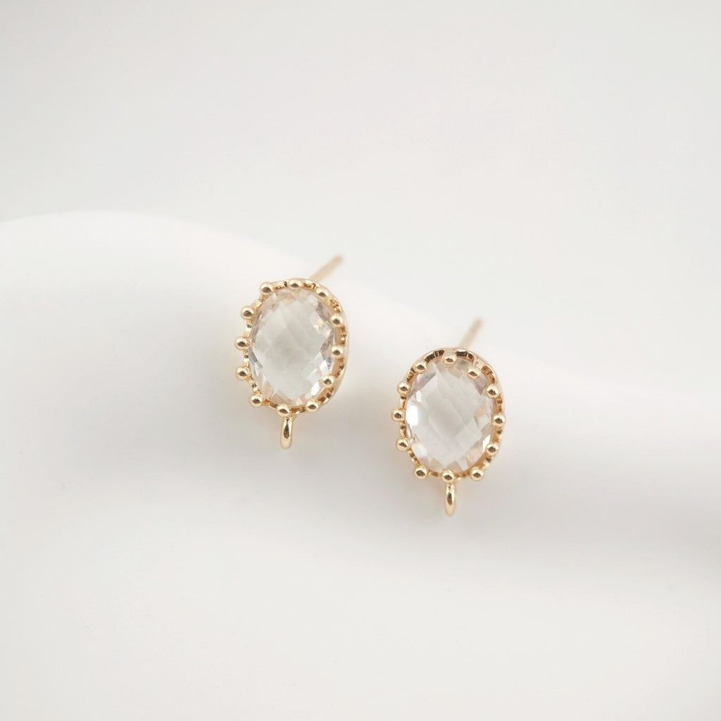 4pcs Oval Shape Earring Post With Loop, S925 Silver Pin Nickel Free Earrings, Crystal Gemstone Stud, Hypoallergenic Earring Findings ZX030