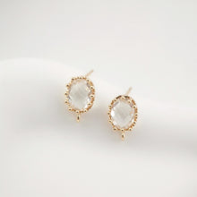 Load image into Gallery viewer, 4pcs Oval Shape Earring Post With Loop, S925 Silver Pin Nickel Free Earrings, Crystal Gemstone Stud, Hypoallergenic Earring Findings ZX030