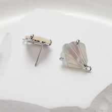 Load image into Gallery viewer, Shell Ear Post With Loop, Scallop Studs, S925 Silver Ear Pin Nickel Free, Gold/Silver Ear Stud, Hypoallergenic Earring Findings GZ224