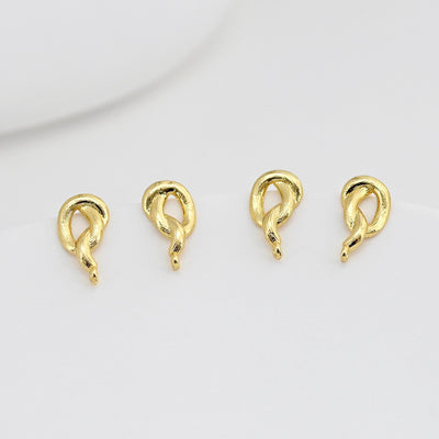 Gold Knot Ear Post, Nickel Free, 12*6.7mm, S925 Silver Pin, 18K Gold Plated Stud Earring Finding D0452