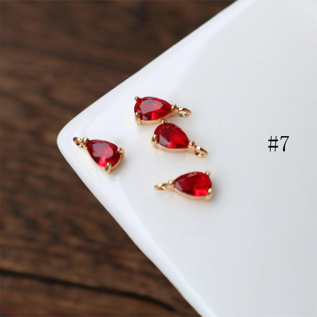 10 قطع - دلايات كريستال صغيرة على شكل دمعة، مطلية بالذهب عيار 14 قيراطًا، قطع مجوهرات HL123-F212