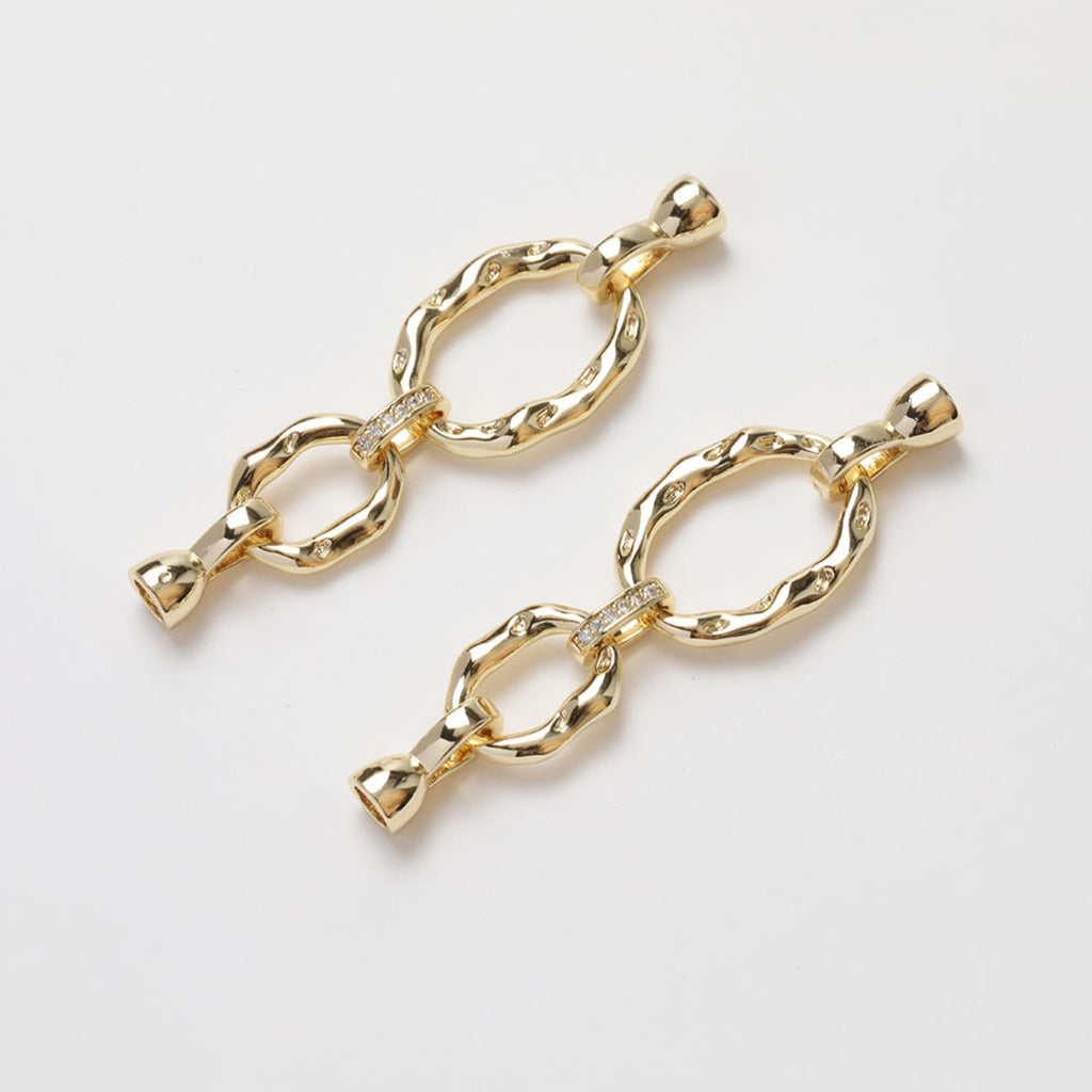 Link Chain Connector, Oval Link Connector, Pave CZ, 14K Gold/Silver Plated, Neckalce Bracelet Making Pendant, Jewelry Supply Finding GZ266