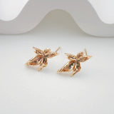 قرط زهرة مع حلقة، قرط مرصع من النحاس الأصفر مطلي بالذهب الحقيقي عيار 18 قيراطًا مع حلقة، خالٍ من النيكل، أداة العثور على القرط ZX191