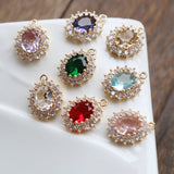 10pcs CZ charms, Cubic Zircon Crystal Pendant, Bracelet Necklace Pendant, 14K Real Gold Plated, Jewelry Findings HL119-F081