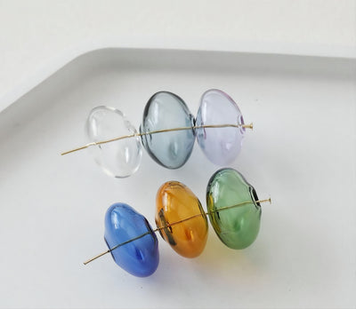 Glass Bubble Beads, 17-19mm, Oval OpenworkGlass Beads, Hand Blown Hollow Oval Globes for Jewelry Making, DIY Beads Finding GZ008