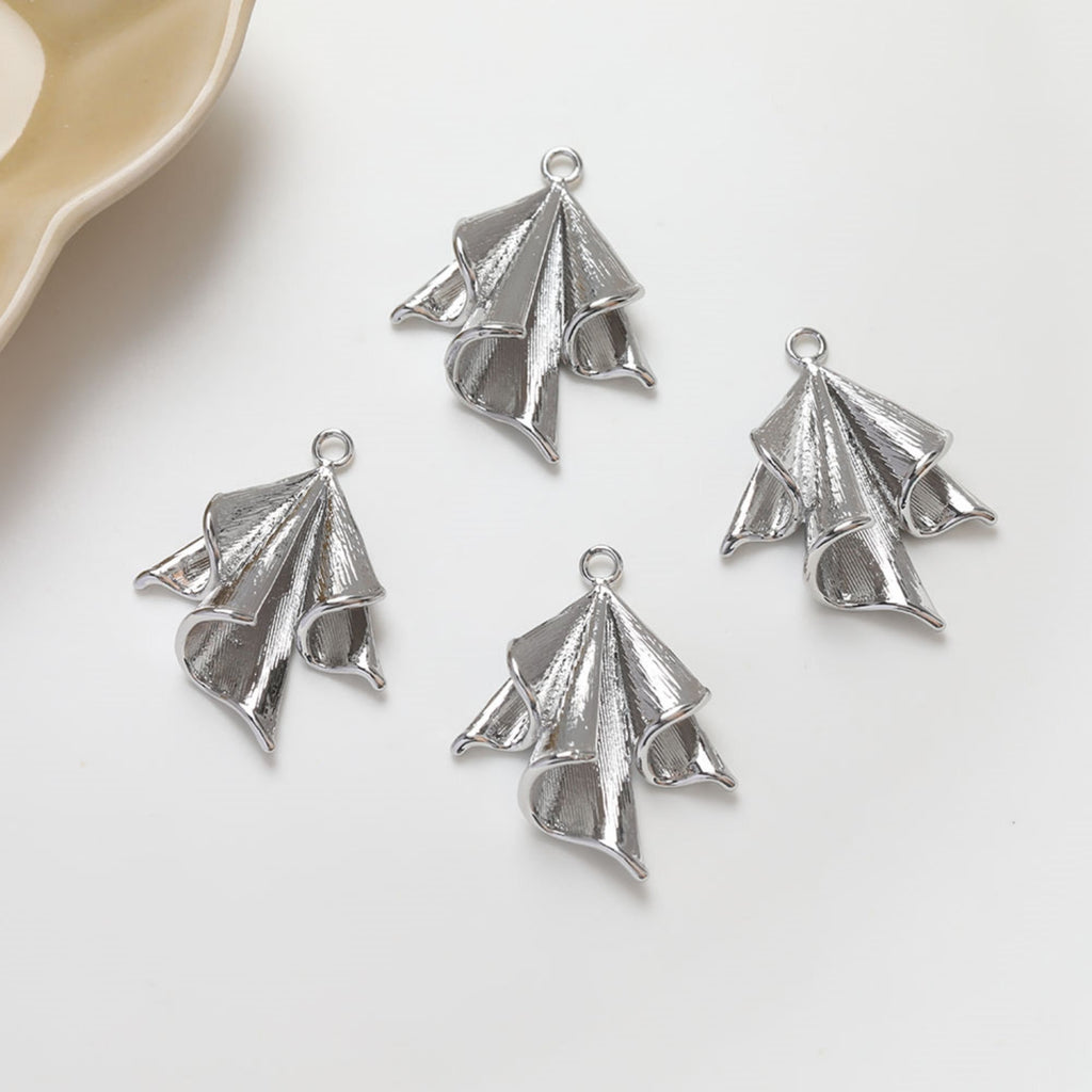 Wrinkled Pendant, Pleted Charm, Wedding Pendant, 14K Gold Plated, Necklace Making Charms, Jewelry Findings ZZ041