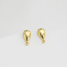 Load image into Gallery viewer, Drop Earring Post with loop, 18K Gold Plated, Nickel Free Earrings, Teardrop Shaped Ear Stud, Jewelry Making Findings D0400
