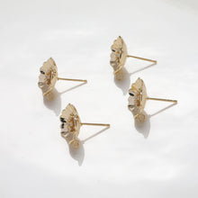 Load image into Gallery viewer, Cubic Flower Earring Post with Loops, S925 Silver Pin Nickel Free Earrings, CZ Pave Ear Stud Loop, Hypoallergenic Earring Findings BB045