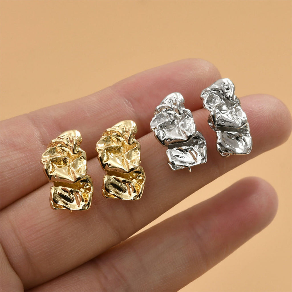 Pendientes de plata de ley 925 con pasador irregular y aro, sin níquel, de oro y plata, hipoalergénicos LL220