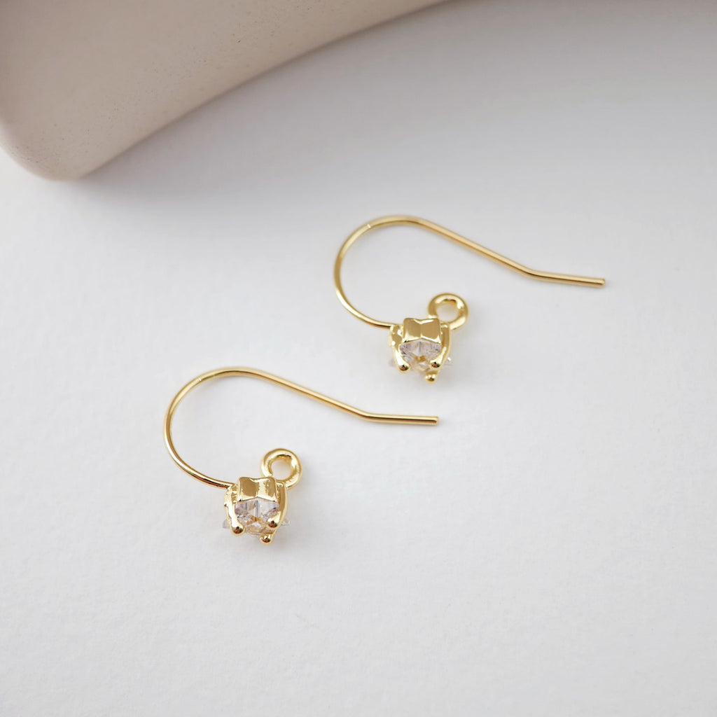 18K Gold Plated Ear Wires, Star Cubic Pave Earring Hooks, Nickel Free, Fish Hooks, Ear Wires for Jewelry Making D0182