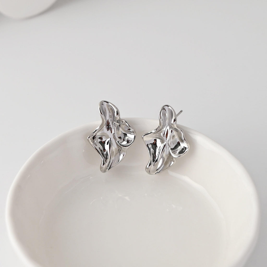 أقراط غير منتظمة بحلقة، مطلية بالذهب عيار 18 قيراطًا، خالية من النيكل، دبوس من الفضة الاسترلينية S925، أقراط أذن مضادة للحساسية D0485