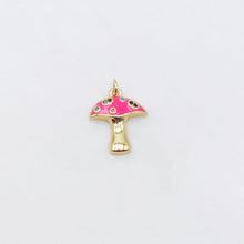 Load image into Gallery viewer, Enamel Mushroom Charm, Poisonous Mushroom, 18K Gold Plated Pendant, Necklace Making Charm, Jewelry Findings S20491