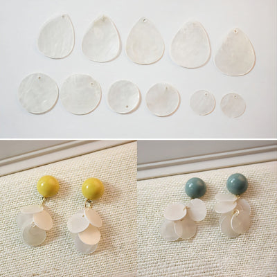 10pcs Drop Shape Shell Pendant, Round Shape Shell Pendant, Shell Charm, Earring Making Findings, Jewelry Making Findings GK019