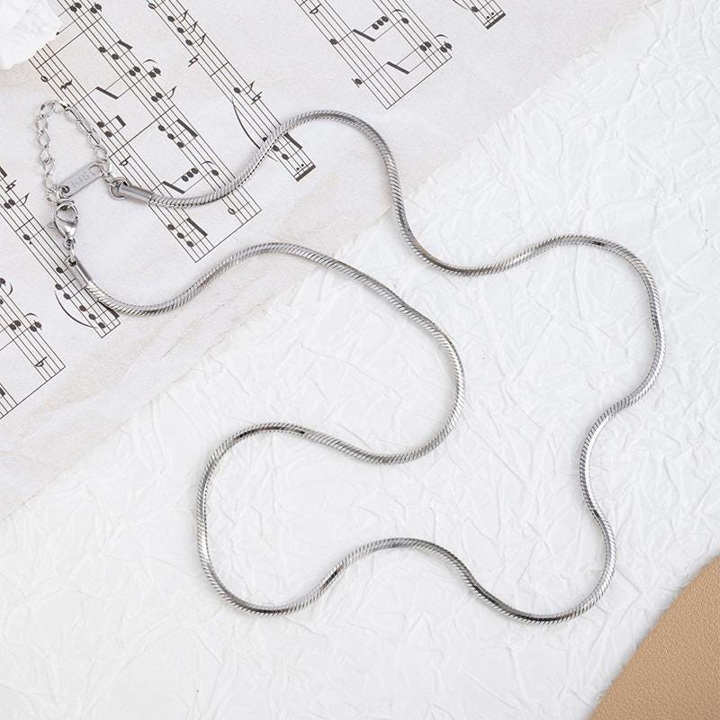 18K Snake Chain Necklace, 316L Stainless Steel, Ready to Wear, 40+5cm/17.7 inch ZD004