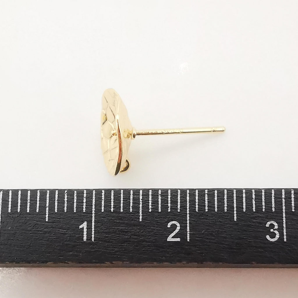 10pcs 14K Gold Cup Earring Post With Loop, 10mm, S925 Silver Pin Nickel Free Earrings, Ear Stud, Hypoallergenic Earring Findings Z066