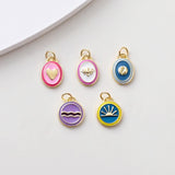 مجموعة دلايات بيضاوية من المينا، قلادة على شكل قلب، قلادة على شكل زهرة، قلادة على شكل موجة، مطلية بالذهب عيار 18 قيراطًا، دلايات لصنع القلائد، قطع مجوهرات S1389