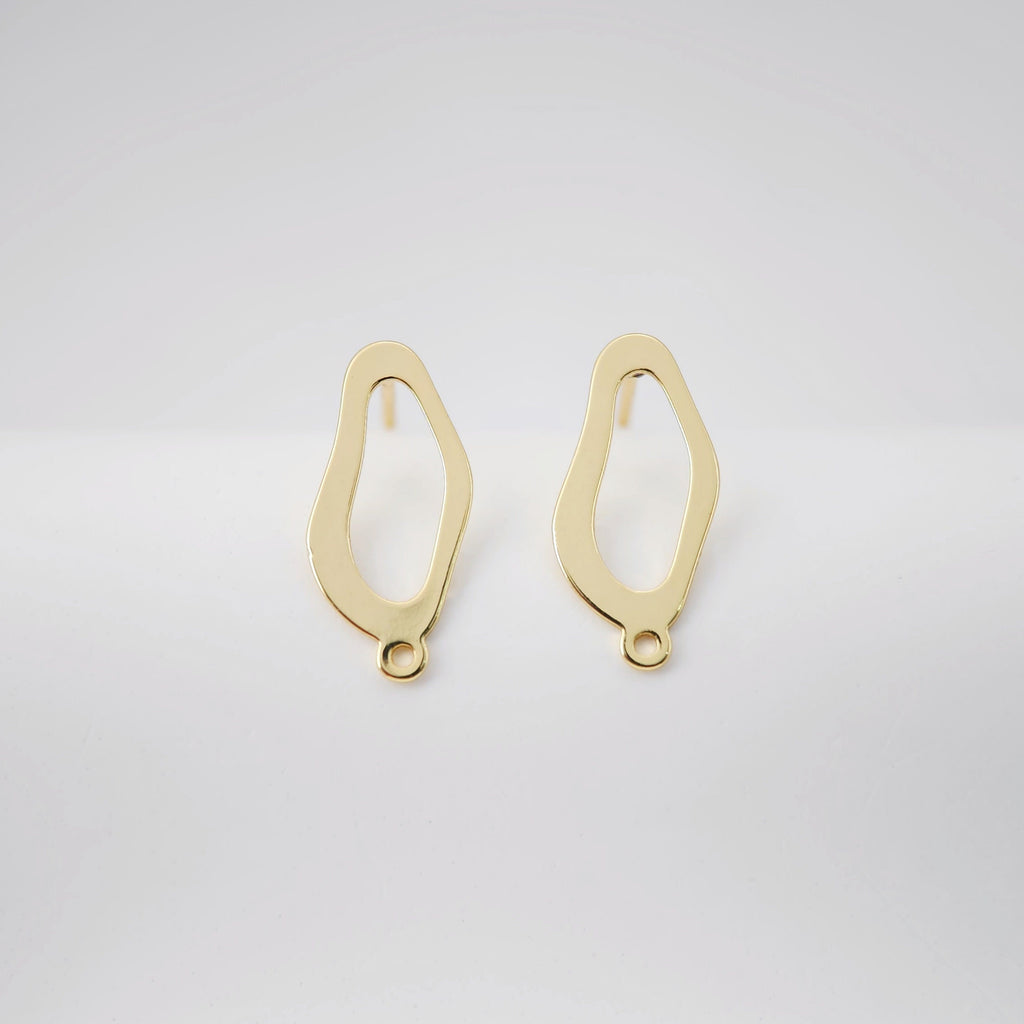 18K Gold Irregular Post With Loop, Stud Earring Nickel Free, 17.5mm, Hypoallergenic Earring Findings D0212
