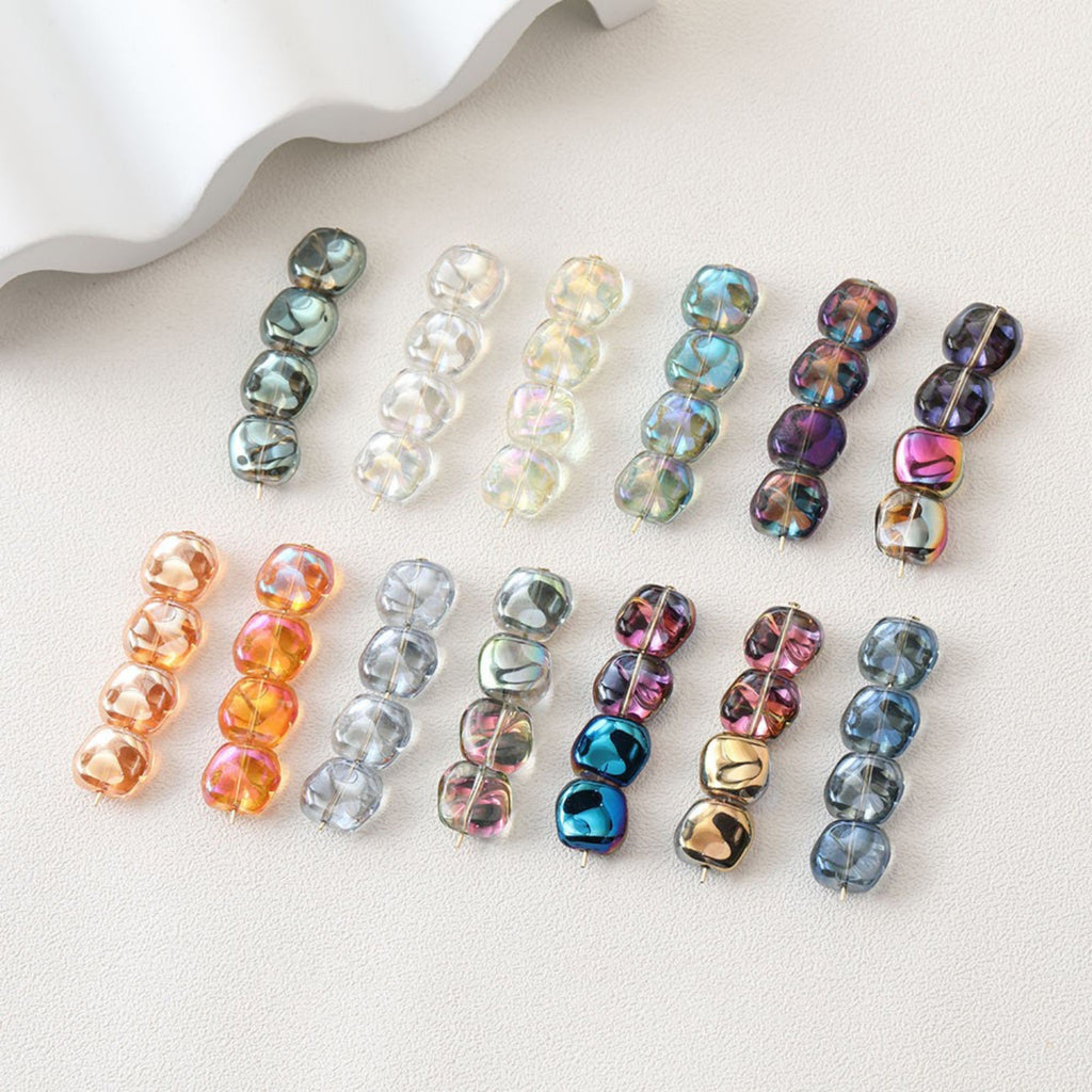 Irregular Square Glass Beads, 12x10mm, Crystal Glass Loose Beads for Jewelry Making, DIY Beads Finding GZ538