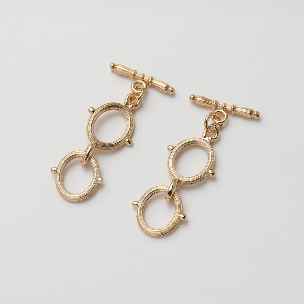 Double Loop OT Toggle Clasps, One Set, 14K Gold Plated OT Buckle, Silver Color, Necklace Closure, Connectors Clasps GZ515