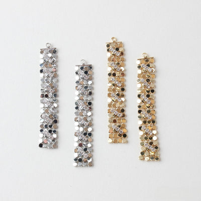 18K Gold Plated Rhinestone Tassel Pendant Charms with Glitter Fringe for Jewelry Making Supplies, Earring Findings GZ616