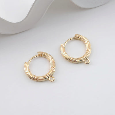 14K Gold Plated Round Hoop Earring, Brushed Huggie Hoops Earring Parts, Spring Ear Hoops, 16mm, hoop earring  for Jewelry Making ZX327